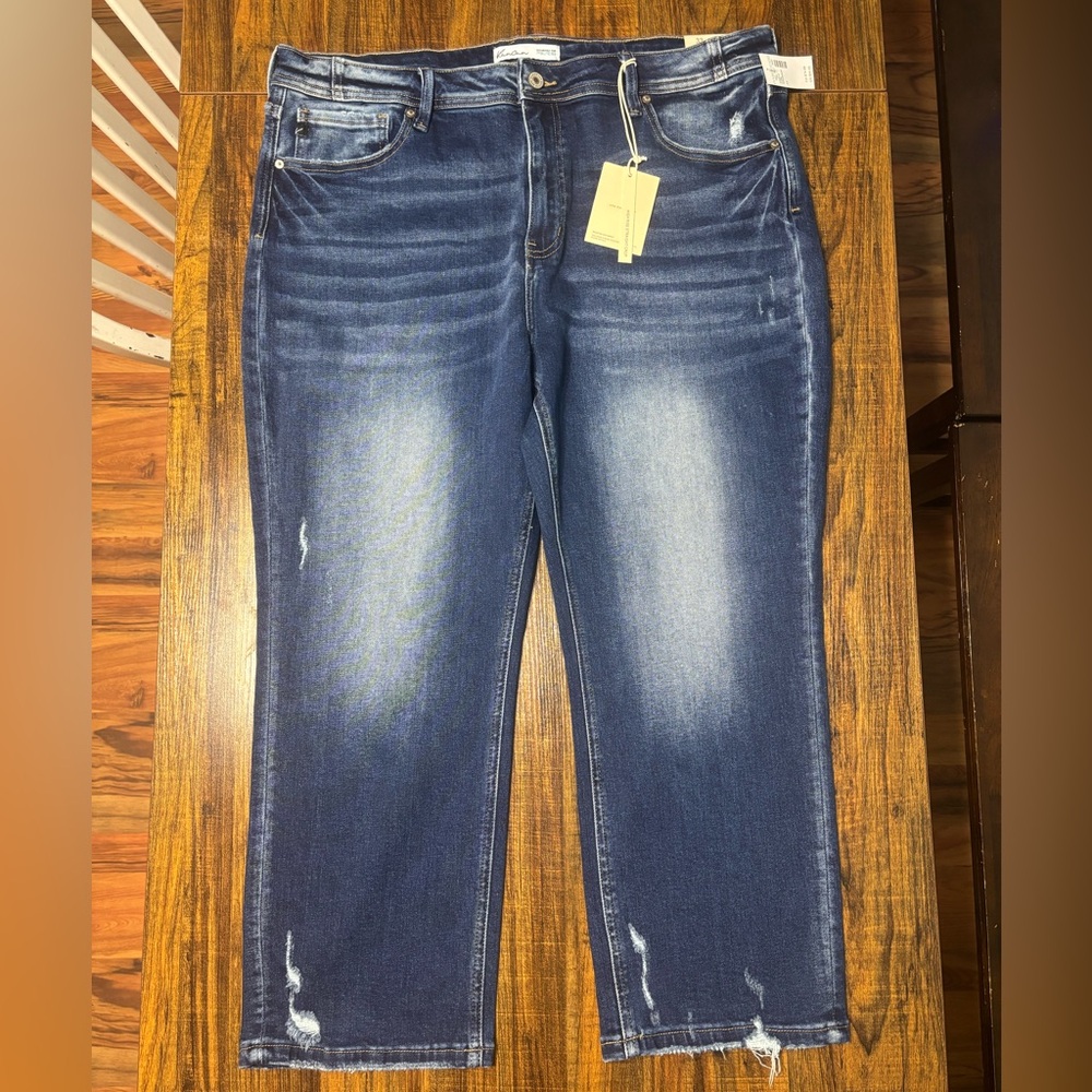 KanCan High Rise Distressed Blue Jeans